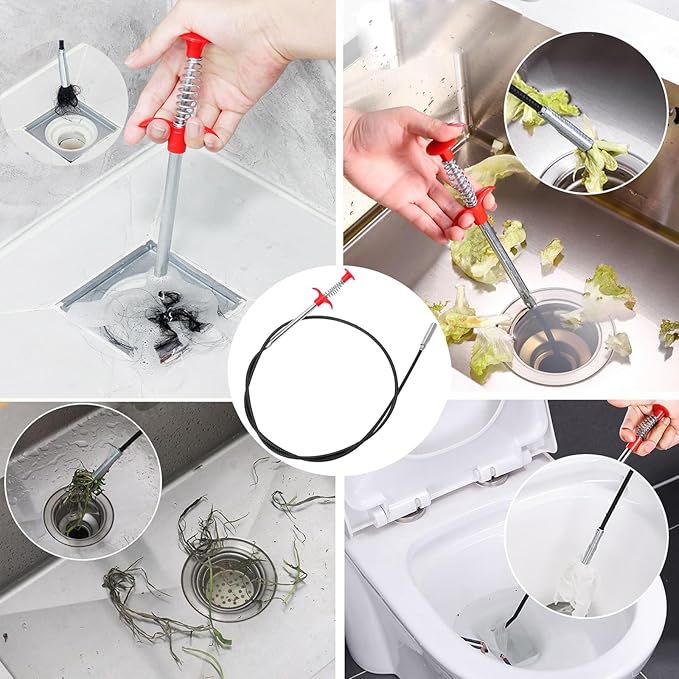 61 inch Drain Snake Grabber Claw Pickup Tool Drain Hair Remover Tool Sewer Cleaner Hook Long Grabber Drain Tool Home Sink And Toilet Drain Cleaner Tool