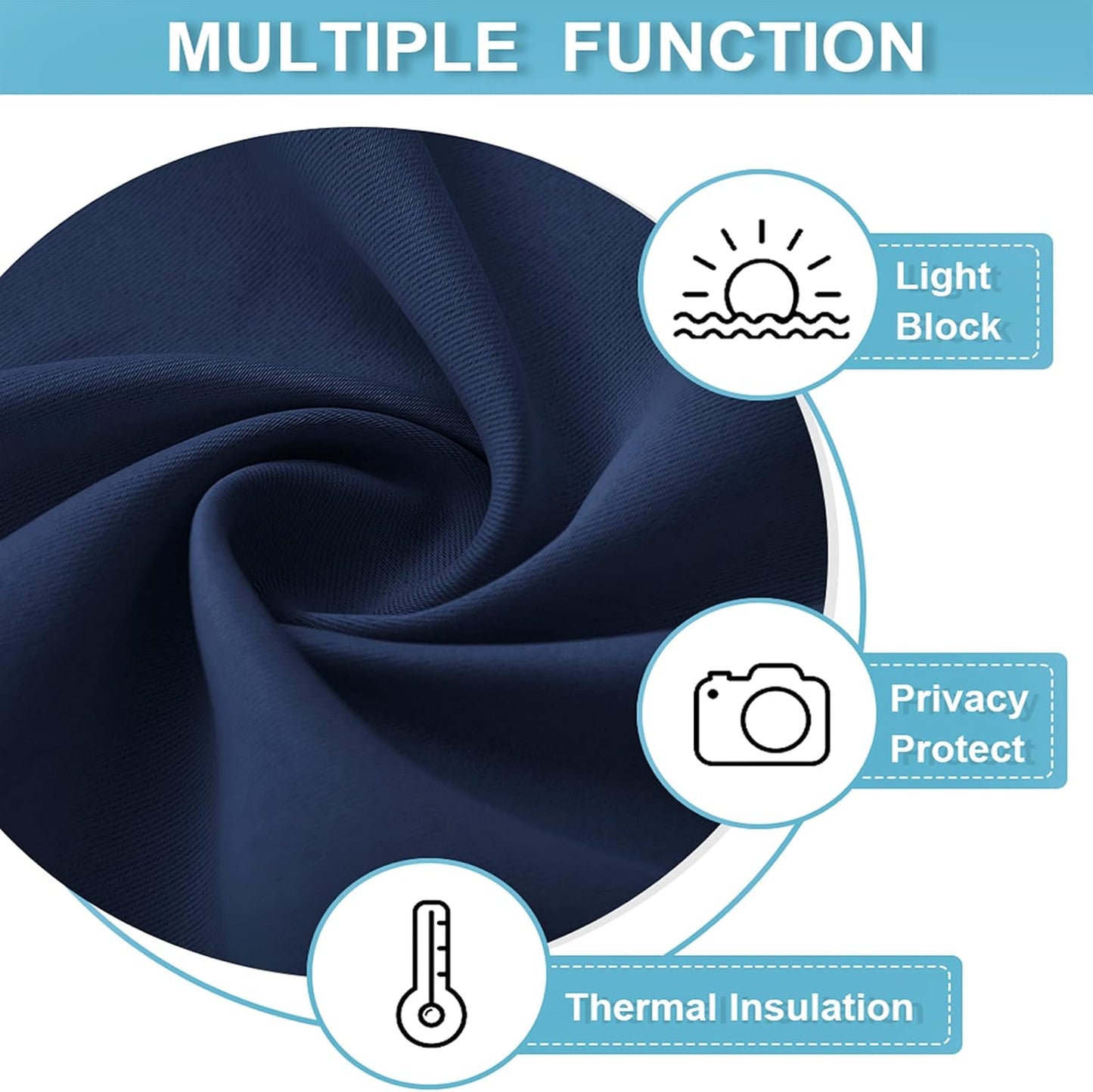 RYB HOME Blackout Curtains Small Window Decor Light Block Thermal Insulated Drapes for Bedroom Kitchen Cabinet Basement RV Curtains, W 42 x L 36 inch, Navy Blue, 2 Panels