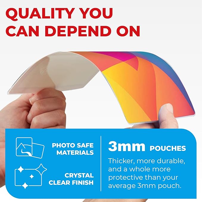 3MIL Thermal Laminating Sheets (125 Count) Small Sizes, Photo, Card, Notecard, ID Badge, Business Card Dry-Erase Friendly Laminating Pouches, Compatible with Laminators Crystal Clear Laminated Finish