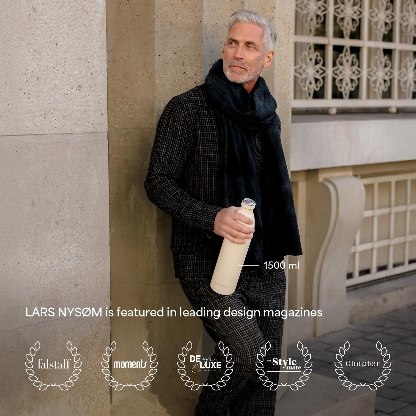 LARS NYSØM Stainless Steel Insulated Water Bottle 12oz 17oz 25oz 34oz 51oz | Insulated Thermo Flask for Hot and Cold Beverages | Leakproof Drinking Bottle (Sage Green, 25.4oz)