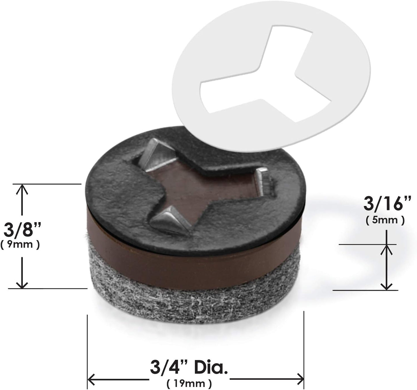 Slipstick GorillaFelt 3/4 Inch Chair Leg Floor Protectors/Felt Glides (Set of 16) Tap On Felt Furniture Pads Guaranteed to Stay On, Round Sliders, CB240-16