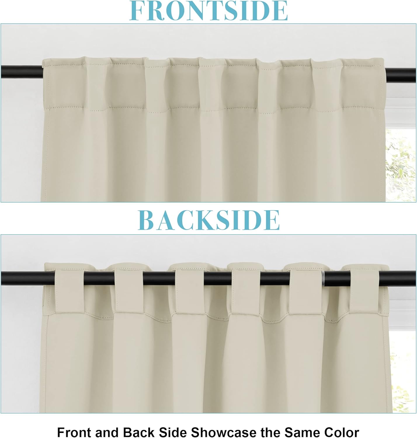 RYB HOME Curtains for Living Room - Blackout Curtains Sunlight Block Privacy for Dining Bedroom Bay Window Shades, W 42 x L 72, Beige, 1 Pair