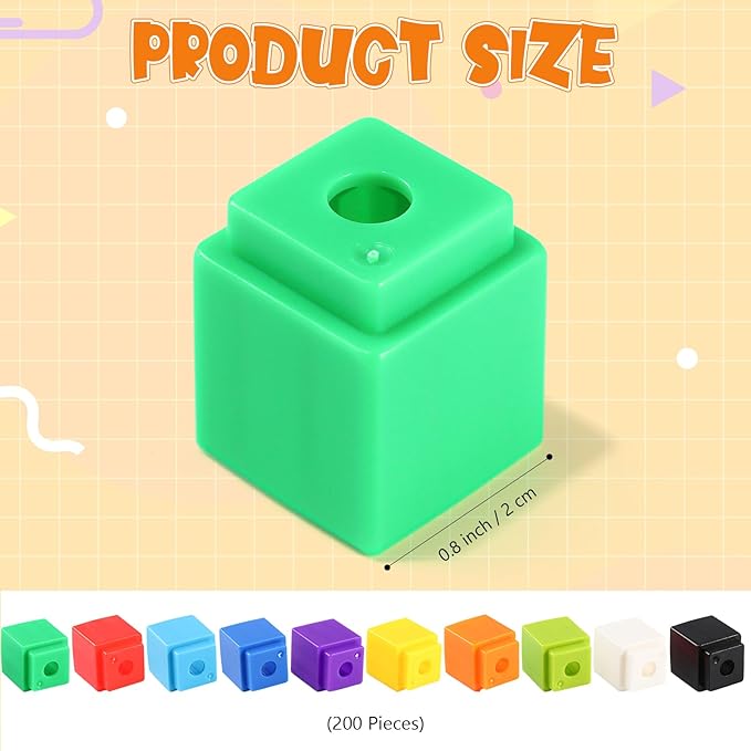 200 Pcs Green Linking Cubes for Math Counting Cubes Manipulatives Plastic Counting Block Manipulative Classroom Learning Supplies for Educational Preschool Activities Boy Girl (Green)