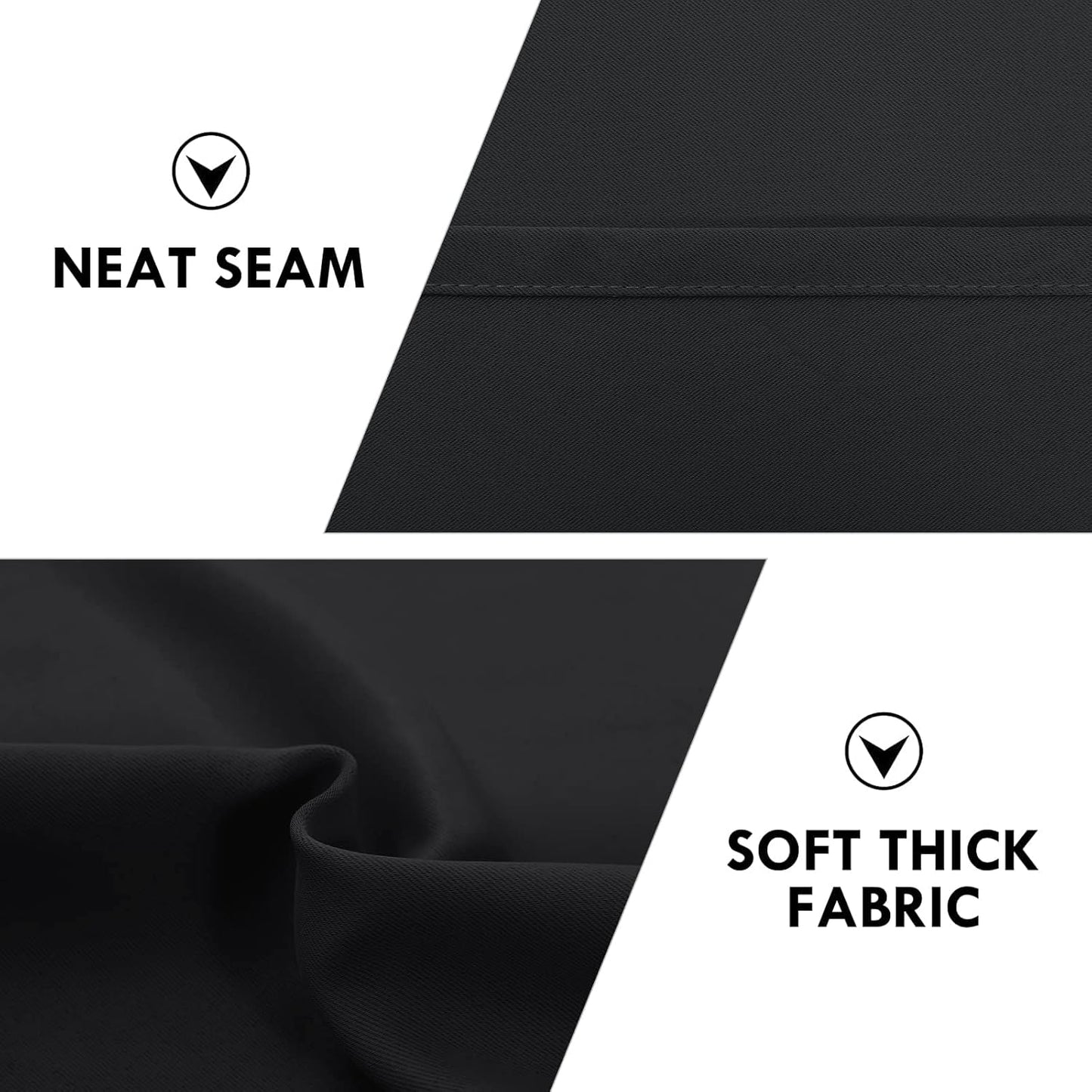 DWCN Blackout Curtains for Living Room Thermal Insulated, Energy Saving & Noise Reducing Bedroom Curtains, Black, W 70x L 63 Inch, Set of 2 Rod Pocket Curtain Panels
