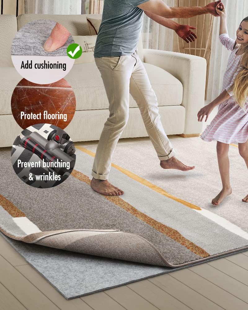 Non Slip Rug Pad Gripper - 2.6x8 Feet 1/4” Extra Thick Felt Under Rug for Area Rugs and Hardwood Floors,Super Cushioned Non Skid Carpet Padding
