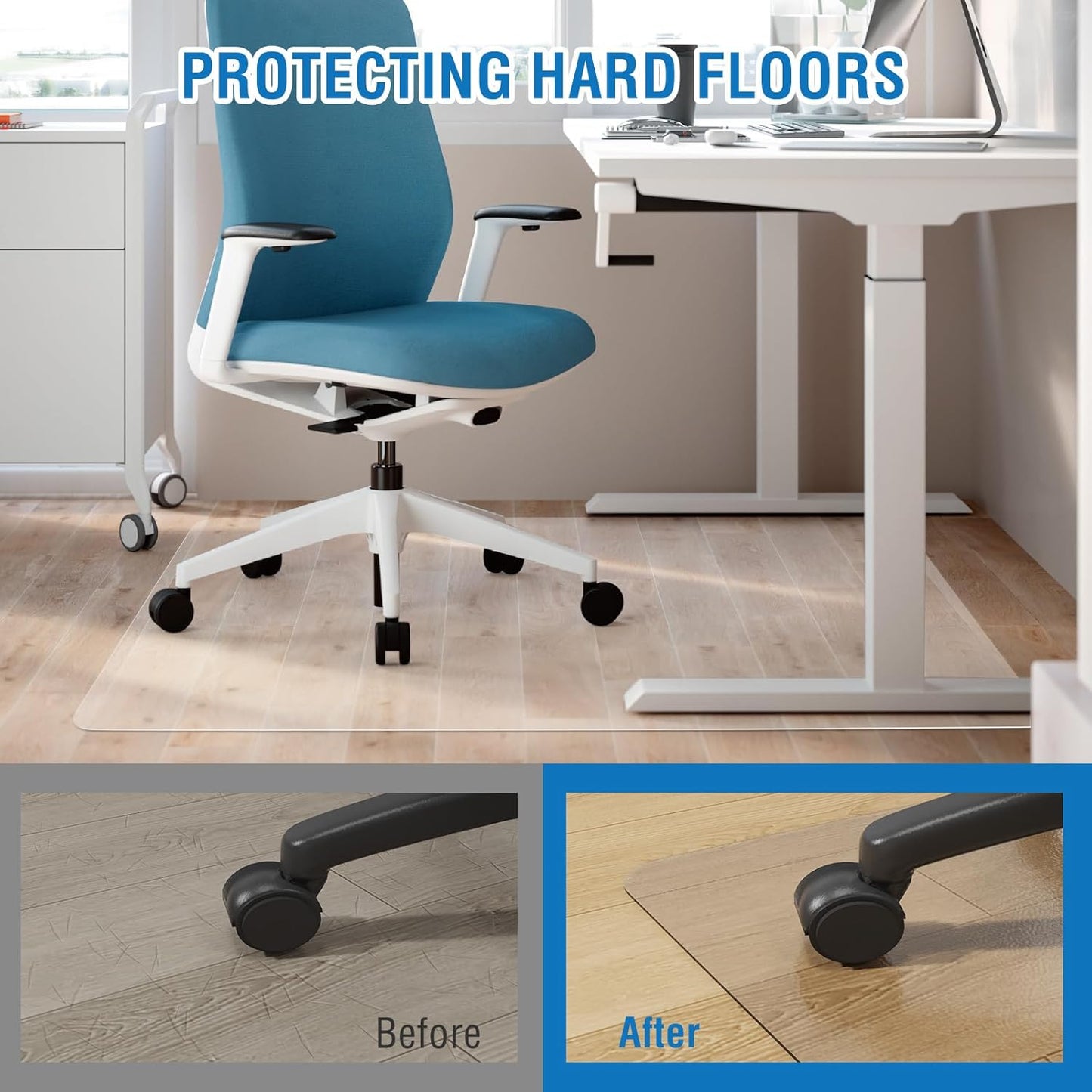 Clear Chair Mat, FUNMAT 36" x 28" Chair Mat for Hard Floors, Vinyl Floor Mat for Home Office Kitchen Living Room, Not for Carpet