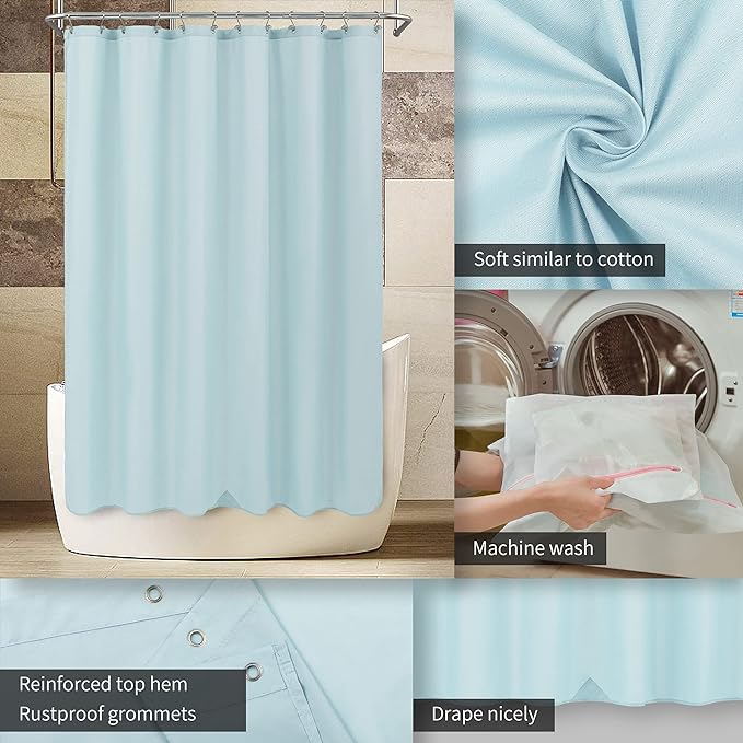 ALYVIA SPRING Long Fabric Shower Curtain Liner Waterproof - 72" x 78", Soft & Lightweight Long Shower Curtain with 3 Magnets, Machine Washable - 72x78, Blue