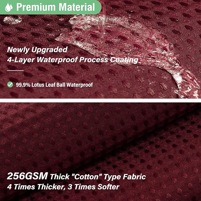 Dynamene Extra Wide Shower Curtain - 108 Inch Wide Waffle Weave Weighted Thick Cloth Bathroom Shower Curtain, Neutral Heavy Duty Hotel Bath Curtain Set with 18 Plastic Hooks, 108x72, Burgundy