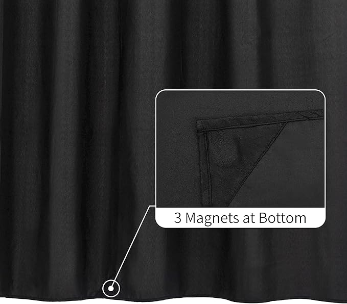 ALYVIA SPRING Extra Long Fabric Shower Curtain Liner Waterproof - 72" x 96", Soft & Lightweight X-Long Shower Curtain with 3 Magnets, Machine Washable - 72x96, Black