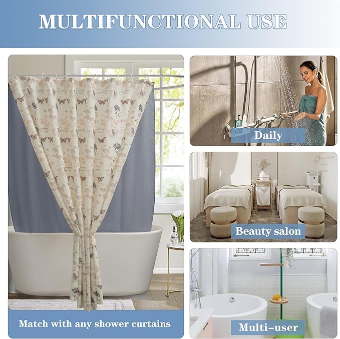 Nasitos Shower Curtain Liners 2 Pack - W36 x H72 - Washable & Water Resistant Fabric Bath Shower Liners for Narrow Stall, Stand Up Shower Stall, RV, Camper (Grey, Magnets Included)