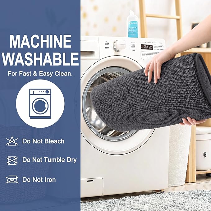 OLANLY Thick Memory Foam Bath Mats Rugs 50x30, Extra Soft Absorbent Bathroom Rug, Quick Dry Bath Mat, Non-Slip, Machine Washable Carpet for Bathroom, Tub and Shower, Home Decor Accessories, Dark Grey