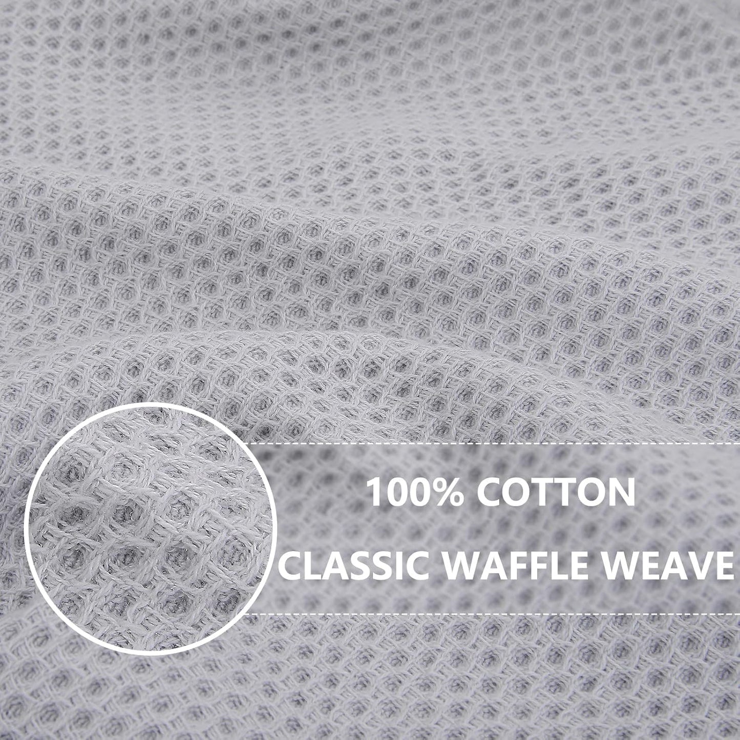 Homaxy 100% Cotton Waffle Weave Kitchen Dish Towels, Ultra Soft Absorbent Quick Drying Cleaning Towel, 13 x 28 Inches, 6-Pack, Light Gray