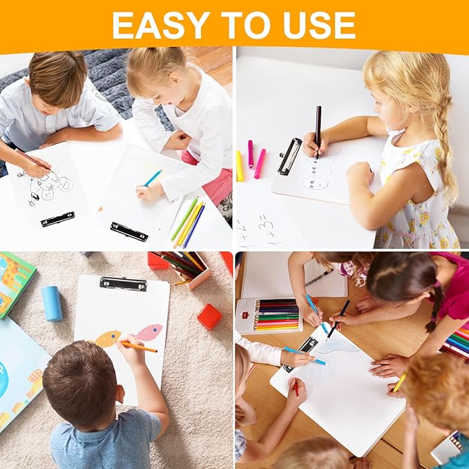 Dry Erase Wood Clipboard, Hardboard Clip Board 8.5x11 for Classroom, Students, Kid, Size 9" x 12.5", Double-Sided White Board, with Low Profile Clip, Office & School Supply