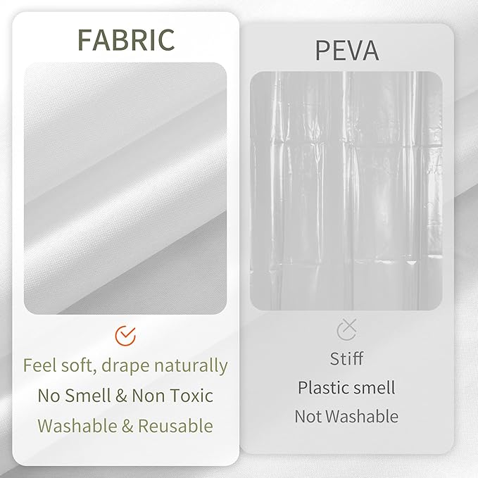 ALYVIA SPRING Long Fabric Shower Curtain Liner Waterproof - 72" x 80", Soft & Lightweight Long Shower Curtain with Magnets, Machine Washable - 72x80, White