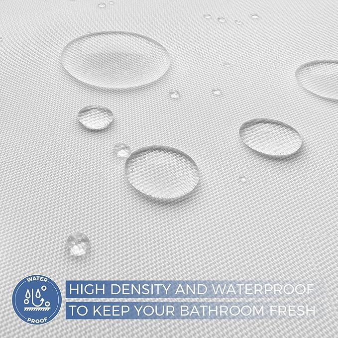 downluxe Waterproof Fabric Shower Curtain Liner, Soft Cloth Shower Liner with 3 Magnets, Machine Washable & Hotel Quality Bathroom Curtain, 72" W x 84" L, White
