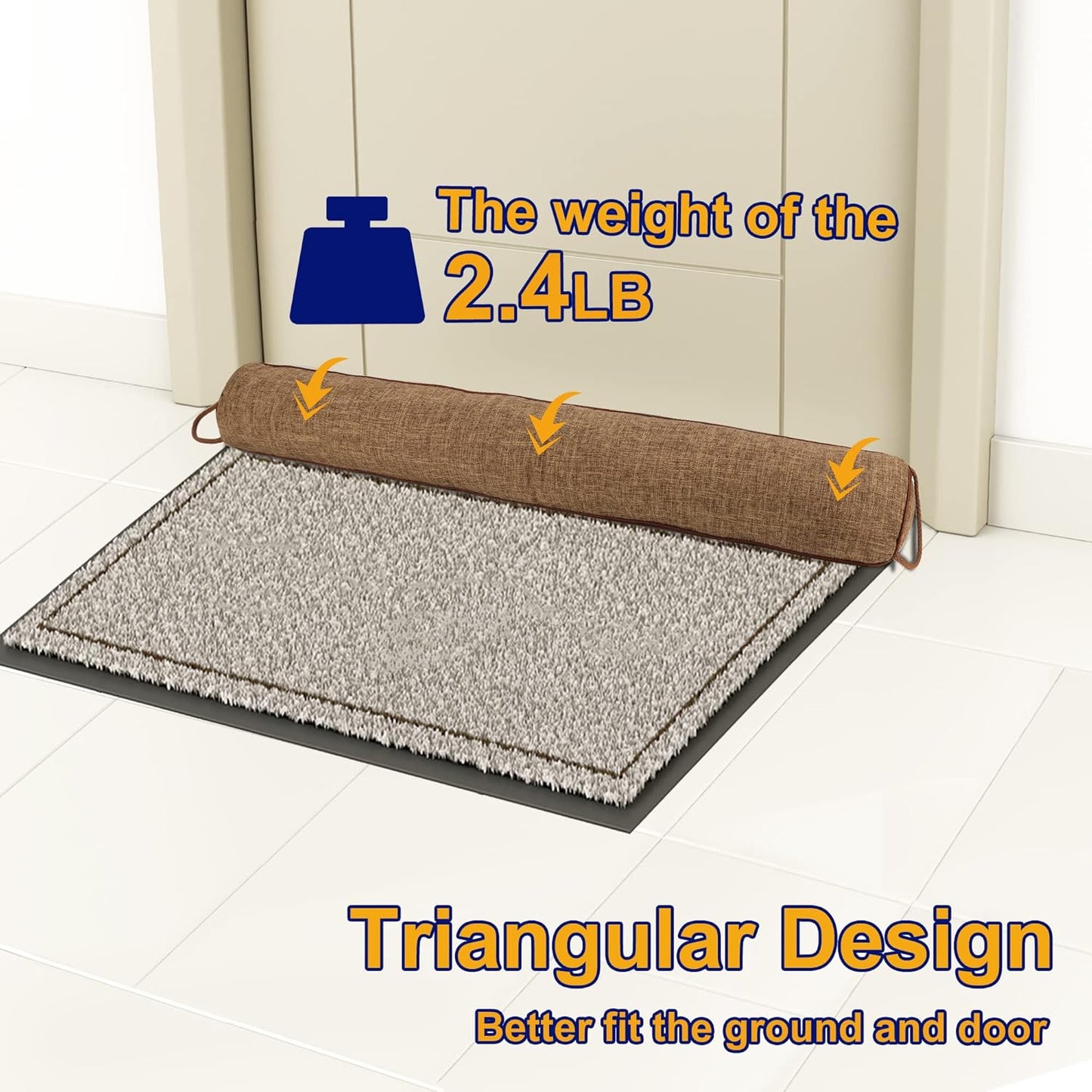 NABOWAN 38" Weighted Under Door Draft Stopper -Triangular Door Draft Blocker with Hook Loops for Easy Install, Save Energy, Home Room Essentials