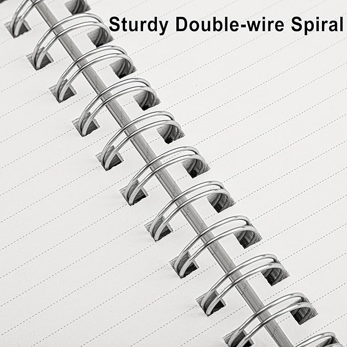 RETTACY Spiral College Ruled Notebook, 300 Pages, A5 Medium Size (5.7" × 8.2"), for School, Work, Writing, Journaling, 100 GSM Thick Paper, Flexible Plastic Cover (Light Green)