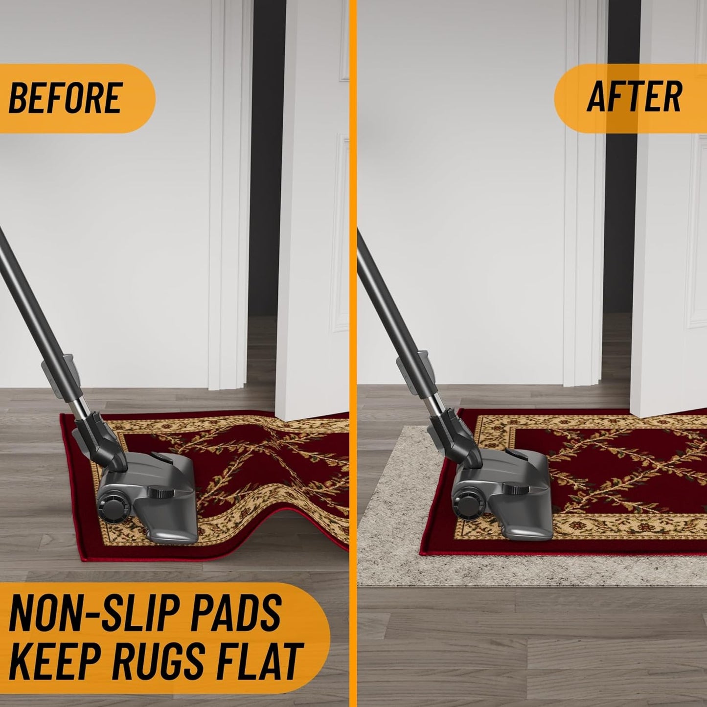 Ottomanson 2'7" x 10' Non-Slip Rug Pad Gripper 1/12 Inch Ultra Thin Dual Surface Felt + Rubber Gripper - Safe for All Floors, Cream