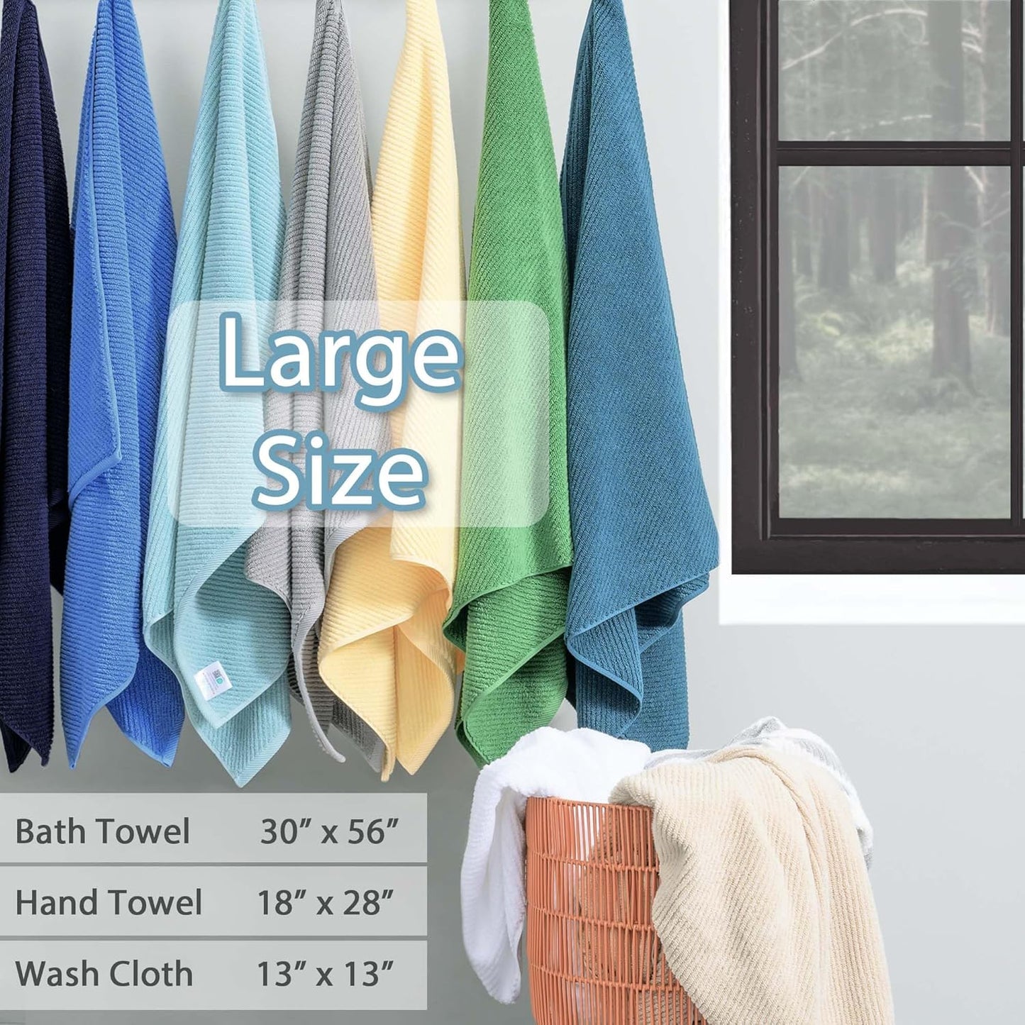 VOOVA & MOVAS Tan Bath Towels - 100% Cotton | Lightweight | Soft | Thick, 2 Bath 30"x56", 2 Hand 18"x28", 2 Washcloths 13"x13", Quick Dry Towels for Showering, Luxury Towel Gift Set, Dark Beige