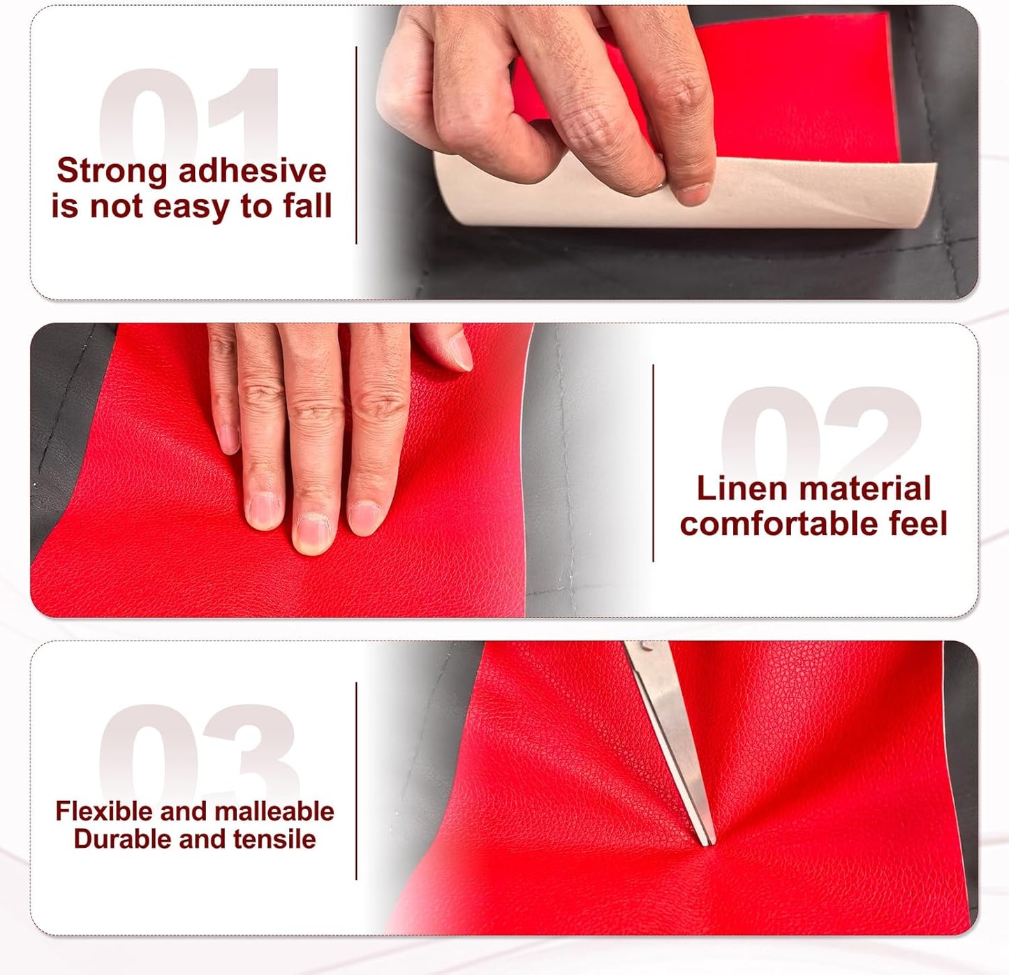 PATIKIL Leather Patches Tape for Furniture, 3.2 x 61 Inch Self Adhesive Vinyl Leather Repair Kit Cover Sheet for Couch, Sofa, Car Seats, Office Chair, Orange
