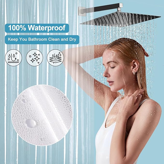 EurCross 84”Wide Clear Shower Curtain Liner 84 x 72 inch, Waterproof Premium PEVA Wide Plastic Shower Curtain with 5 Magnets, 14 Metal Holes and Hooks