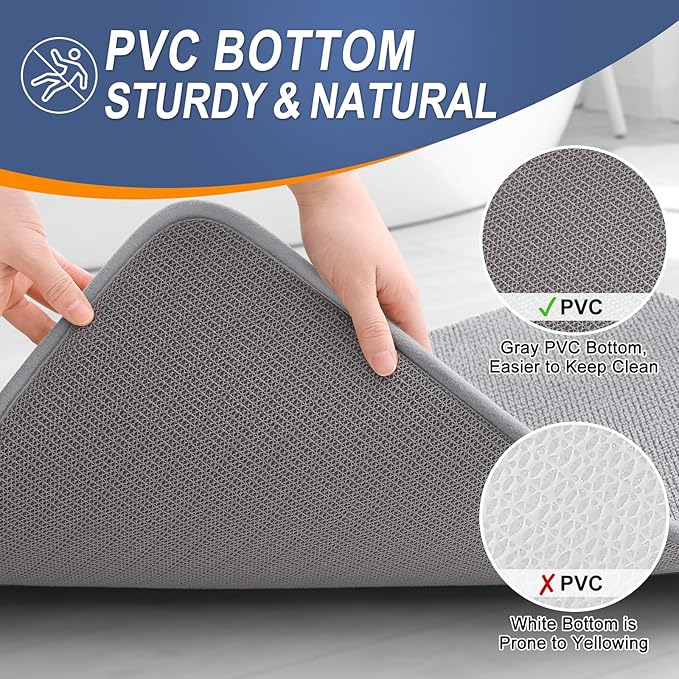OLANLY Thick Memory Foam Bath Mat Rug 40x32, Extra Soft Absorbent Bathroom Rugs, Quick Dry Bath Mats, Non-Slip, Machine Washable Carpet for Bathroom, Tub and Shower, Home Decor Accessories, Grey