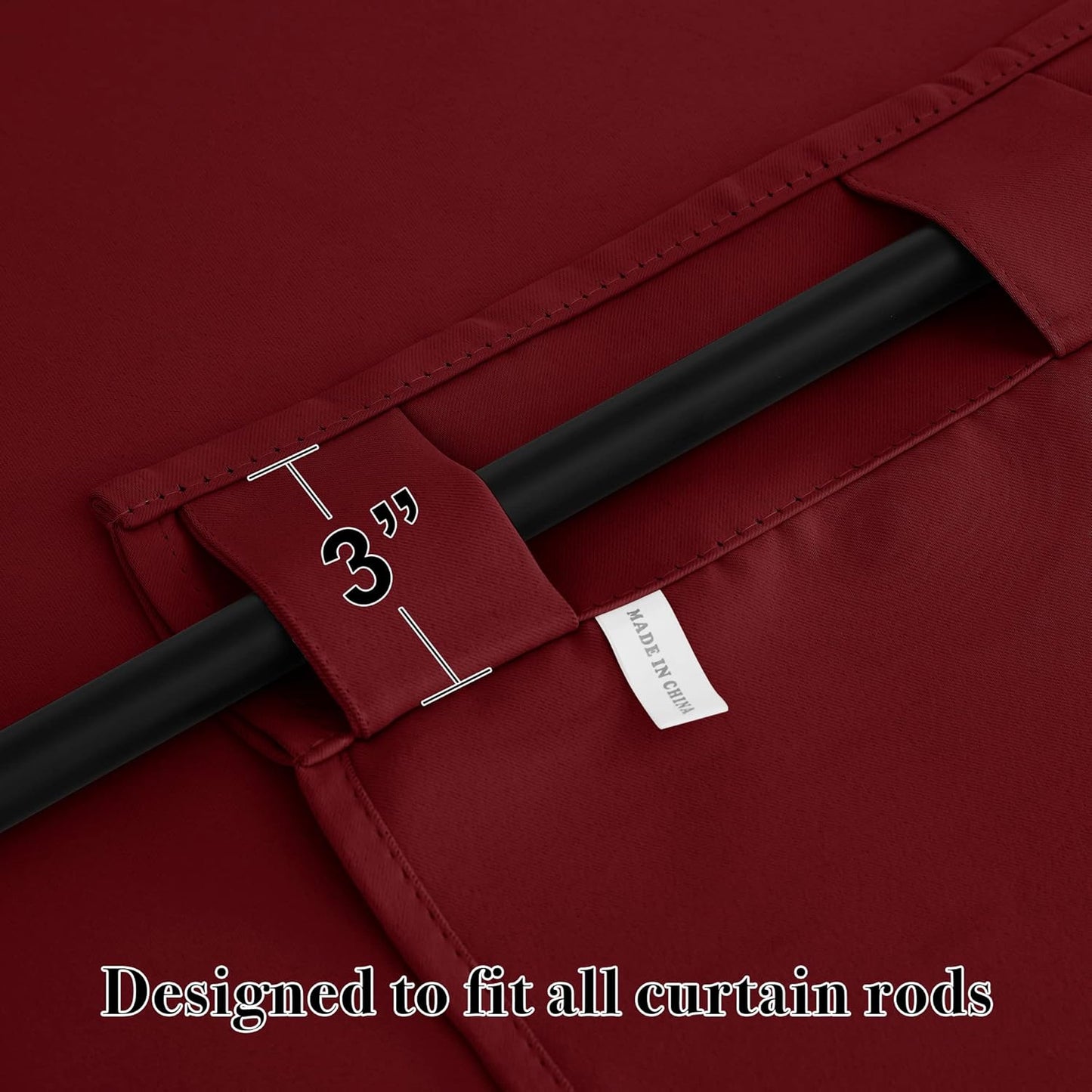RYB HOME Living Room Curtains 63 inch Length, Blackout Energy Efficient Window Covering Heavy Duty Vertical Privacy Drapes for Nursery Girls Room Classroom W42 x L63 inch, Burgundy Red, 2 Panels
