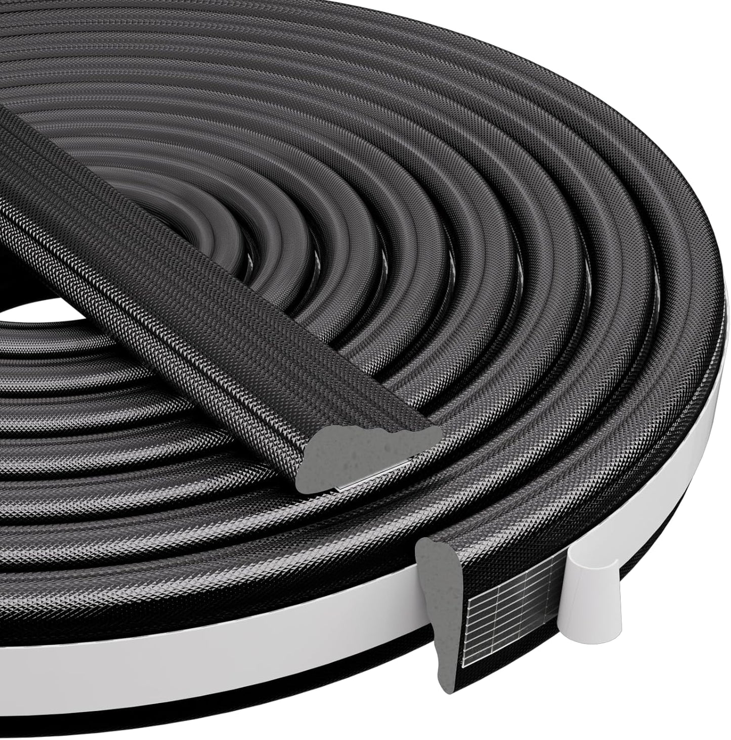 Wedge-Shape Window Weather Stripping Door Frame Seal Strip 118” White,Upgrade Black Foam,Soundproofing,Draft Stopper,Winter Insulation,Noise Blocker, Gap Filler for Exterior Front Door Side