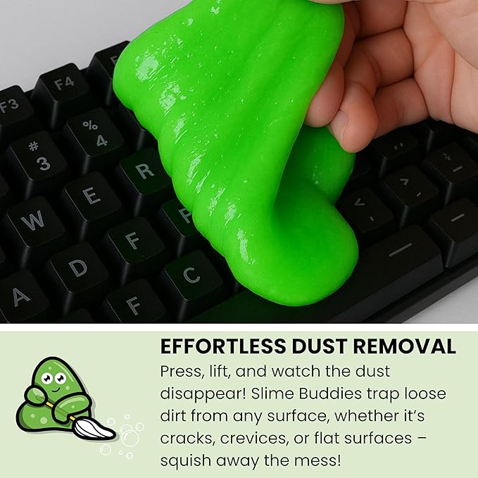 Slime Buddies Car Cleaning Gel Putty - 3 Pack Apple Scented Interior Detailing Tool for Cup Holder, Air Vent & Keyboard - Reusable Auto Detailing Accessories - Dust Remover Goop - Gifts for Men Women