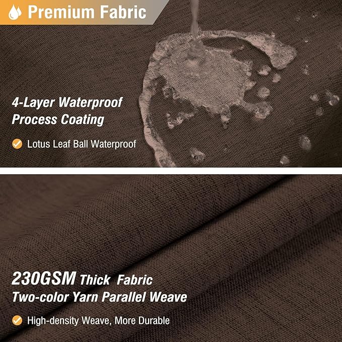 BTTN Fabric Shower Curtain, Linen Textured Heavy Duty Polyester Cloth Shower Curtain Set with Plastic Hooks, Brown, 54x78