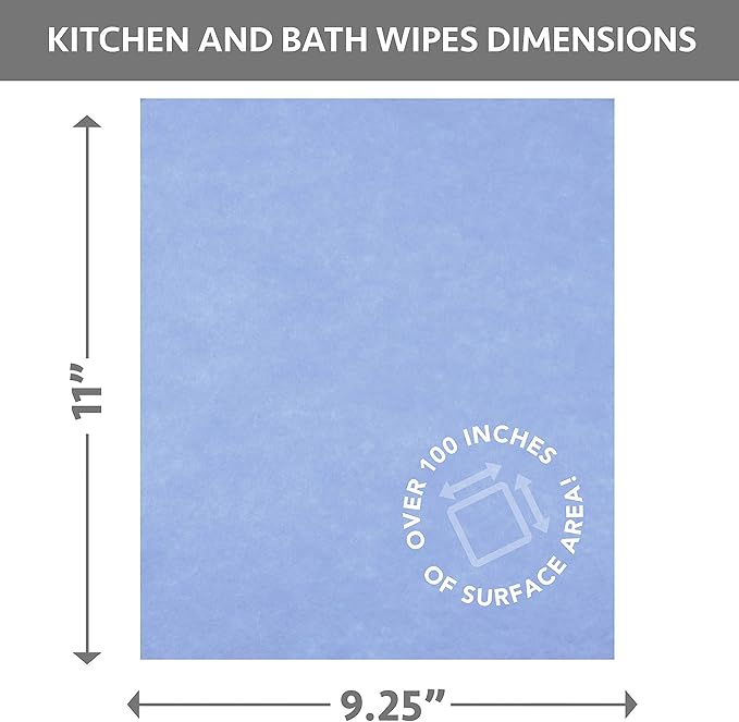 Kitchen and Bath Amazing Wipes-Absorbent and Reusable Cloth for Washing,Drying,Wiping in The Bathroom or Cuisine Surfaces|Cleaning Sink,Tiles,Bathtub,Walls,Mirror Or Floors (1 Pack-4 Wipes, Blue)
