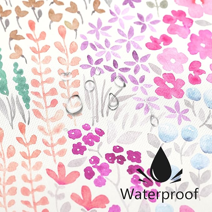 Long Shower Curtain 72 x 78 Inch, Tall Cute Floral Shower Curtain for Bathroom, Hot Pink Wildflower Boho Cottagecore Fabric Shower Curtain Set with Hooks