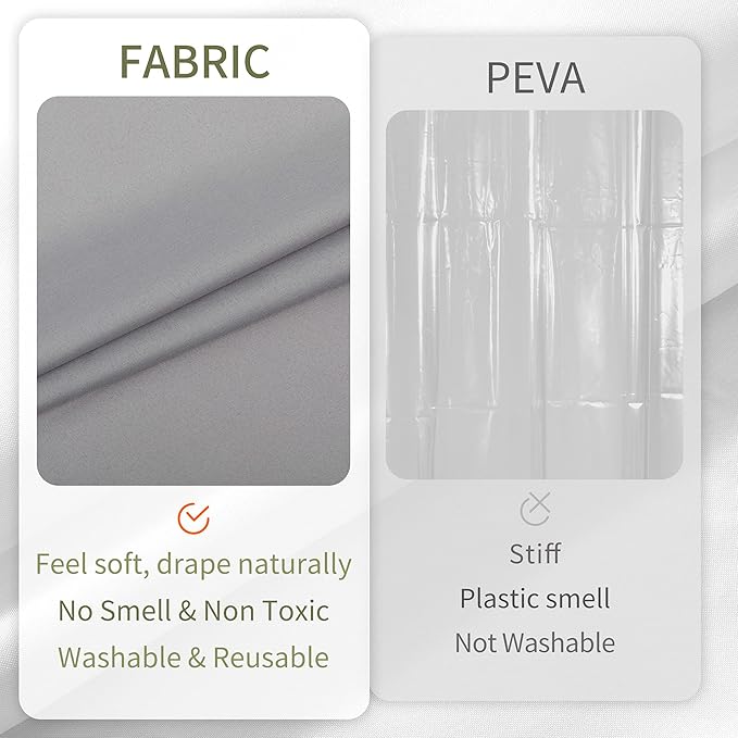ALYVIA SPRING Waterproof Fabric Shower Curtain Liner - Soft & Light-Weight Cloth Shower Liner with Magnets, Hotel Quality & Machine Washable - Standard Size 72x72, Gray