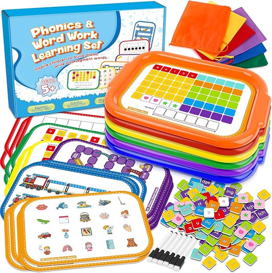 Phonics Magnetic Letter Tiles,6 Set Magnetic Letter Trays Word Work Study in Groups,Phonics Manipulatives Magnets for Kids Teaching Tiles,Phonemic Awareness,Science of Reading Classroom Must Haves