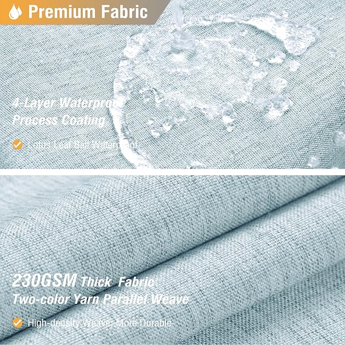 BTTN Extra Long Shower Curtain, 72x84 Inches Long Linen Textured Heavy Duty Fabric Shower Curtain Set with 12 Plastic Hooks, Tall Luxury Simple Waterproof Cloth Shower Curtains for Bathroom - Fog Blue