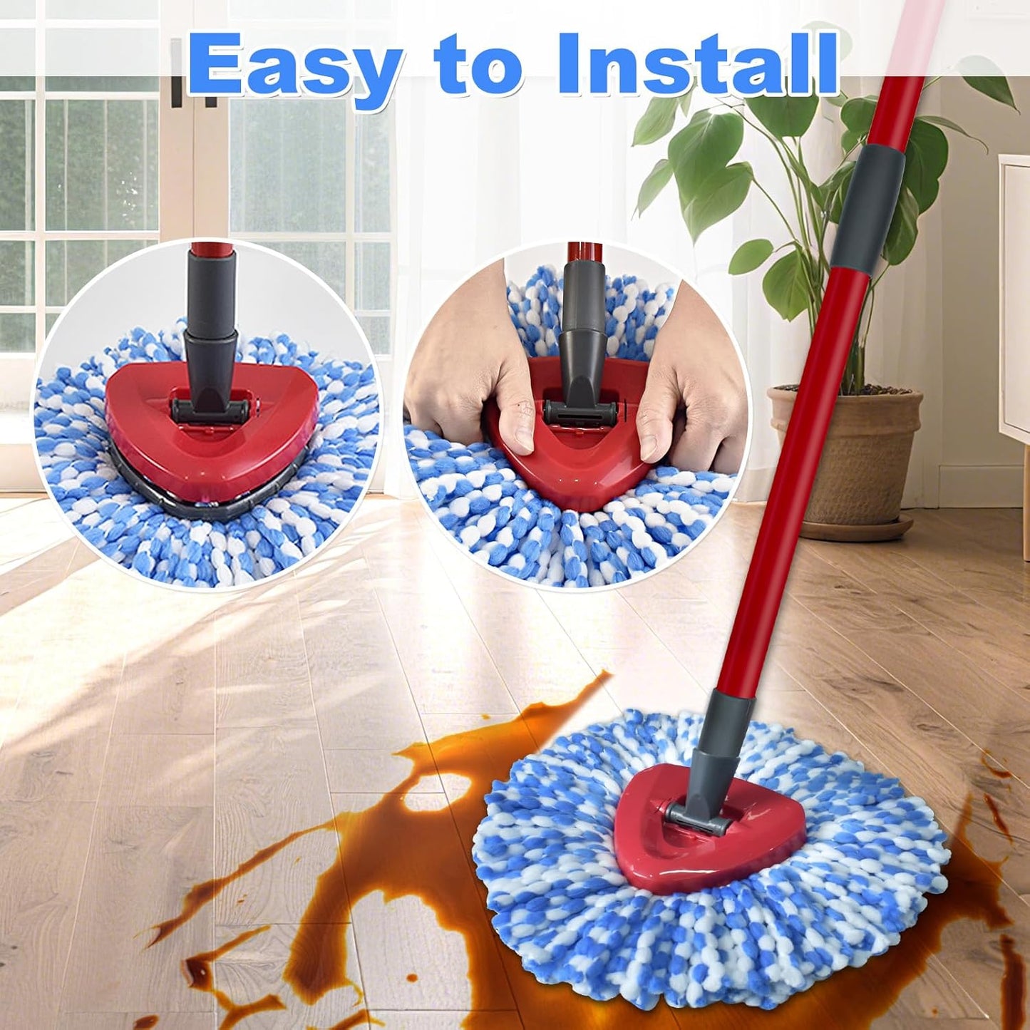 Mop Heads Replacements for Ocedar, 5 Pack Mop Replace Head for Ocedar RinseClean 2-Tank System, Spin Mop Replacement Head with 2 Scrubber Mop Head, Microfiber Mop Refills Deep Cleaning