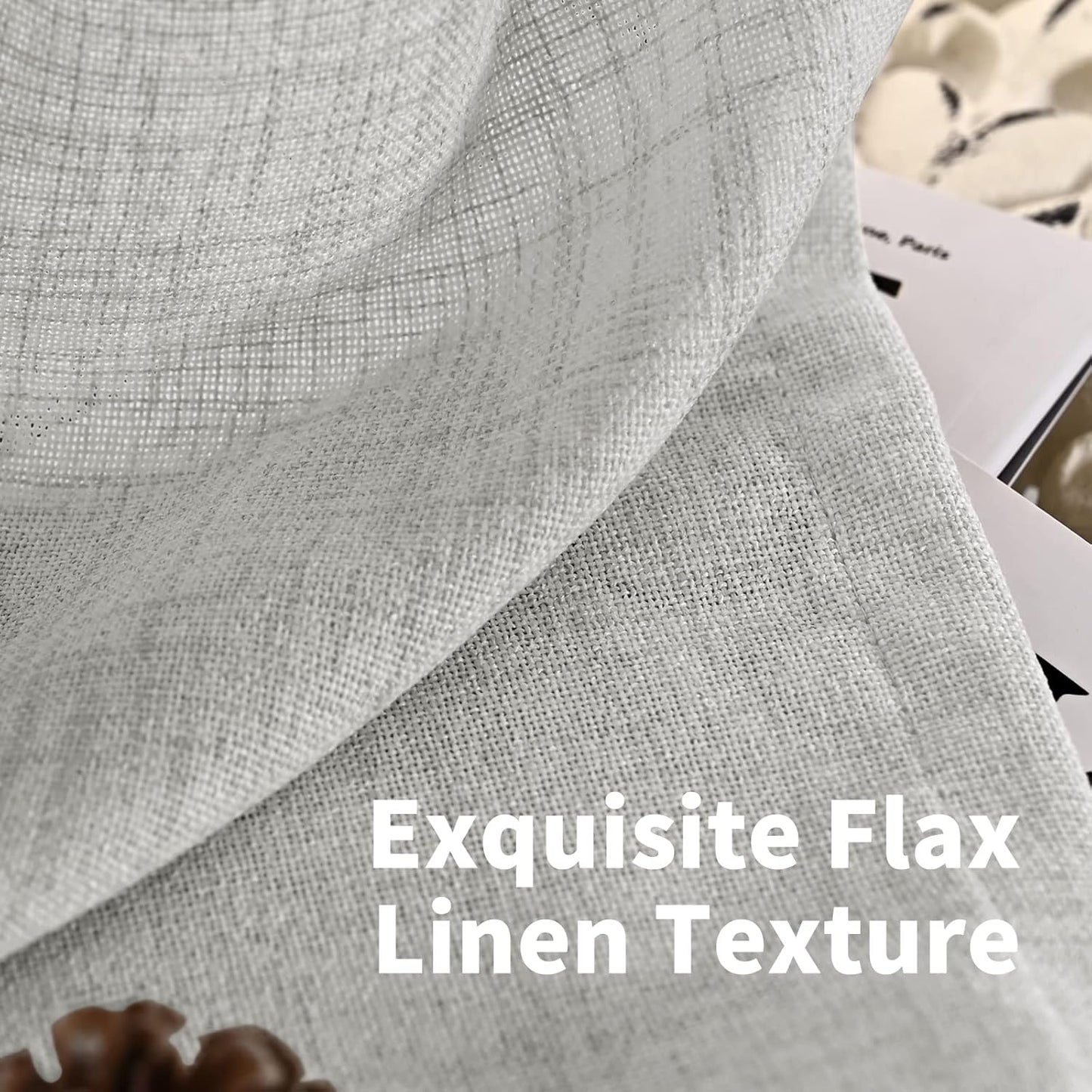 YoungsTex Light Grey Linen Curtains 63 Inch Length 2 Panels for Living Room, Back Tab and Rod Pocket Light Filtering Window Drapes for Bedroom Farmhosue Decorative Privacy, 60 X 63 Inch