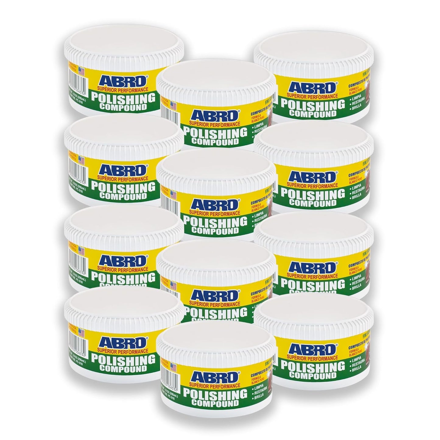 ABRO Superior Performance Polishing Compound, 10 oz., High-tech Shine Car Scratch Remover for Vehicles, Restorers Swirls and Scratches, Buffing Compound for Oxidized Finishes, Smooth, Reflect, Clean