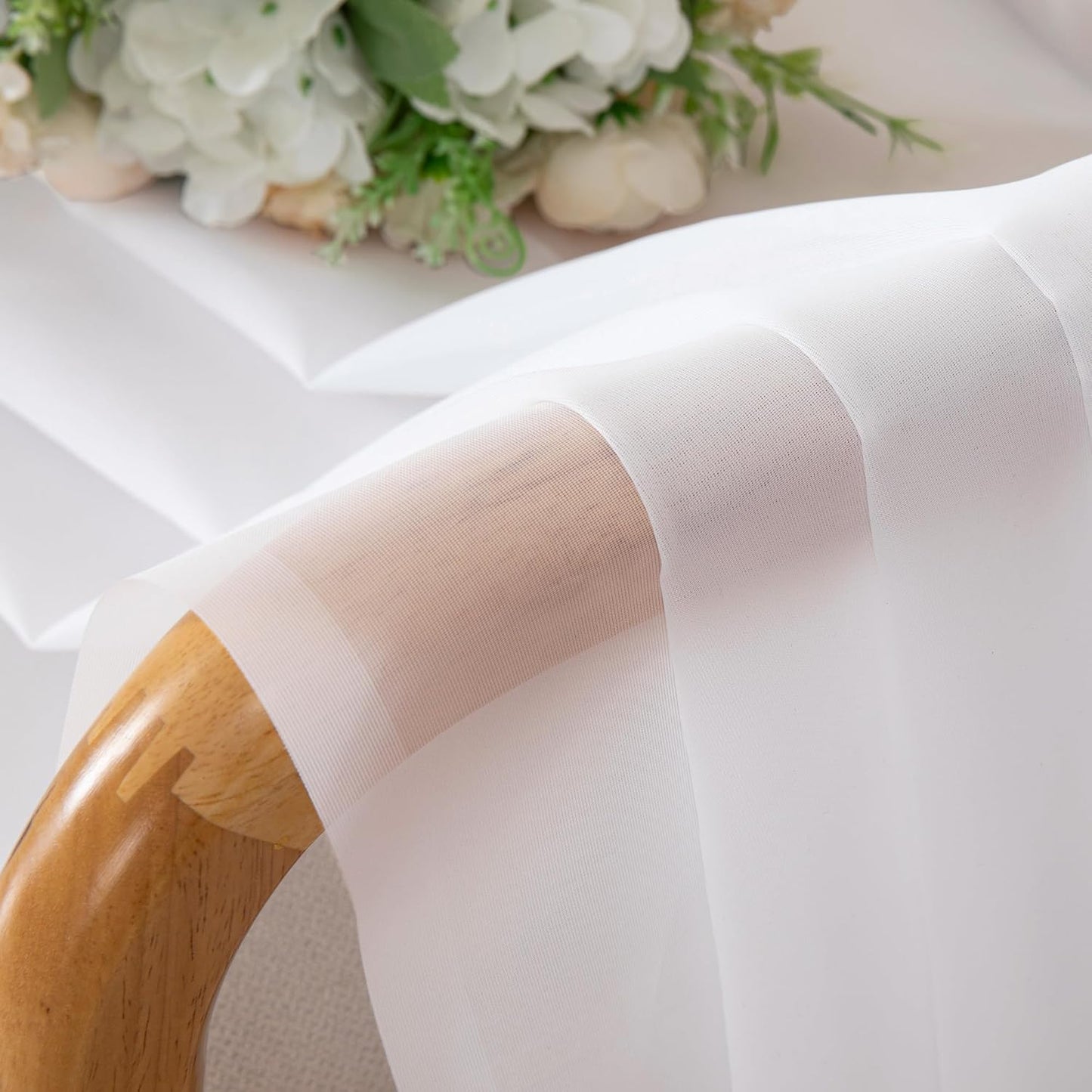 Chyhomenyc White Sheer Curtains 36 inch Length 2 Panels Set, Light Filtering Voile Rod Pocket Short Window Curtians for Bathroom Living Room Farmhouse Small Windows, Each 42Wx36L in, 2PCS, White