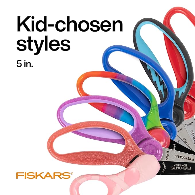 Fiskars 5" Blunt-Tip Scissors for Kids Ages 4-7 - Scissors for School or Crafting - Back to School Supplies - Blue