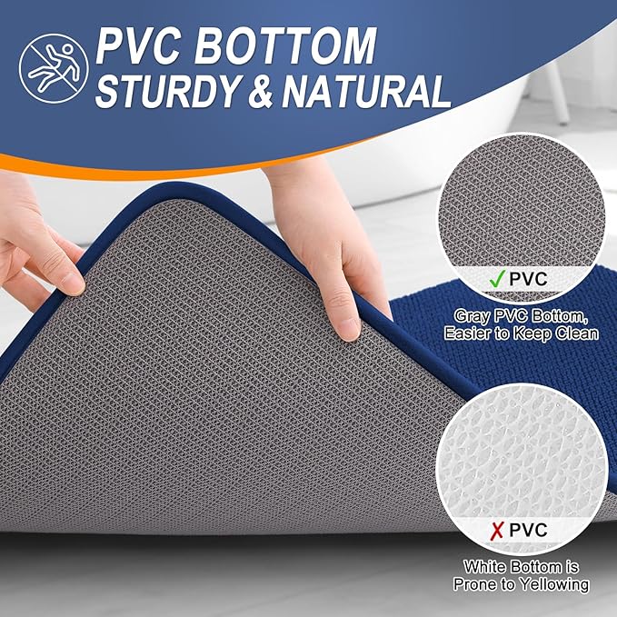 OLANLY Toilet Rugs U-Shaped 24x20, Extra Soft Absorbent Thick Memory Foam Contour Bathroom Rugs, Dry Quickly, Machine Washable, Non-Slip Toilet Bath Mat, Home Decor Accessories, Navy