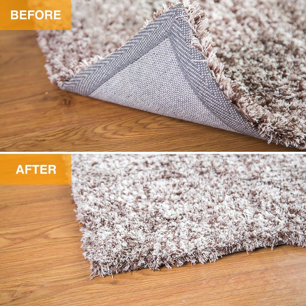Home Techpro Rug Pads Grippers, 16 Pack Non Slip Washable Grippers for Rug, “Vacuum TECH” - New Materials to Anti Curling Rug Pad : Keep Your Rug in Place & Make Corner Flat and Easily Peel Off (16)