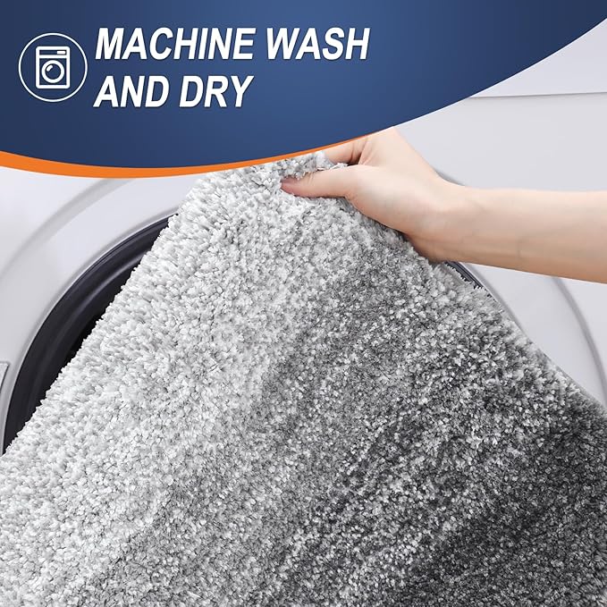 OLANLY Bathroom Rugs Mat 70x46, Extra Soft Absorbent Microfiber Bath Rugs, Rubber Backing, Quick Dry, Machine Washable Bath Mats for Bathroom Floor, Tub and Shower, Home Decor Accessories, Grey