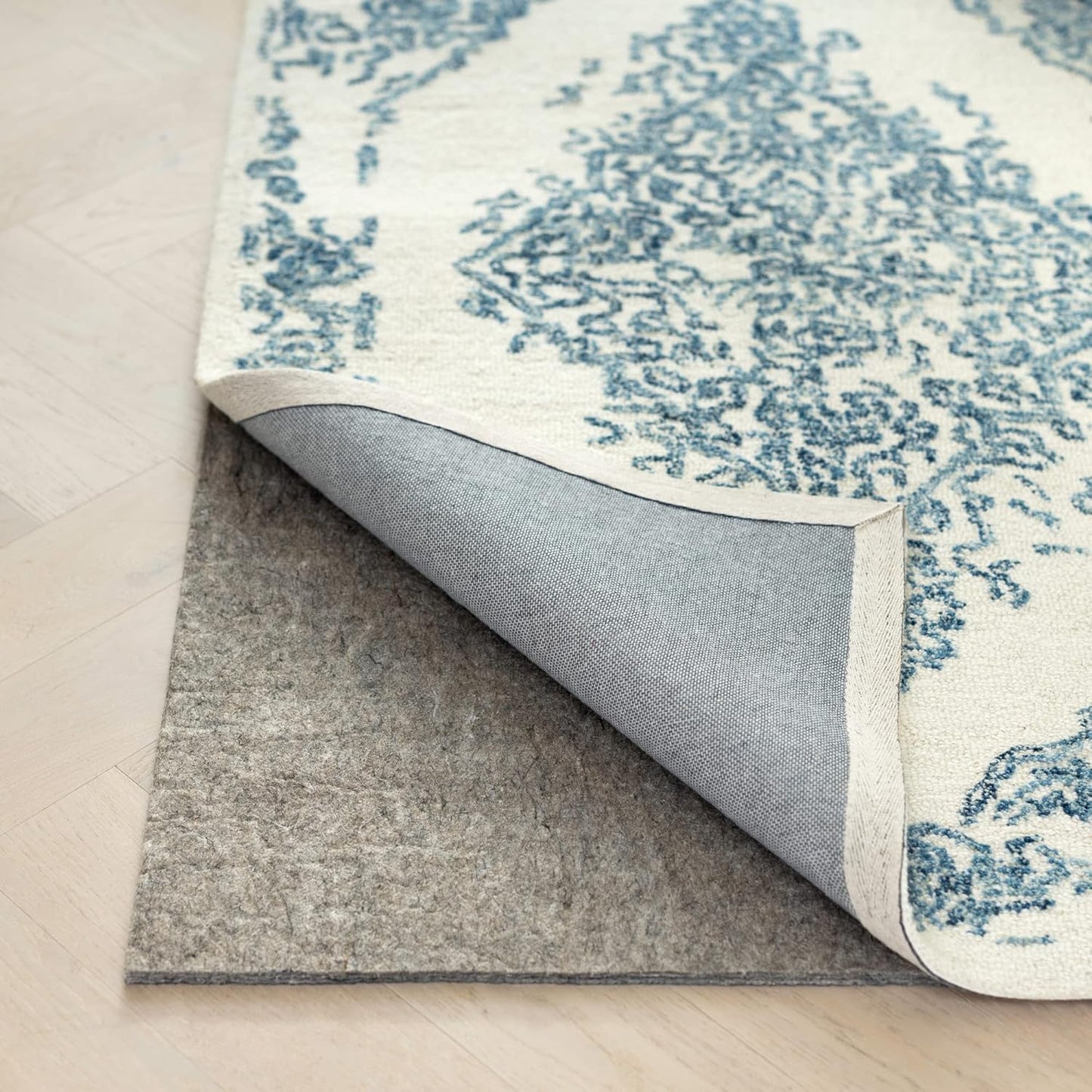 RUGPADUSA - Dual Surface - 5'3" x 7'6" - 3/8" Thick - Felt + Rubber - Enhanced Non-Slip Rug Pad - Adds Comfort and Protection - for Hard Surface Floors