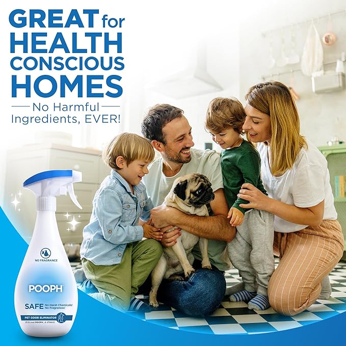 POOPH Pet Odor Eliminator, 16oz Spray - Eliminates Odors at The Molecular Level, Dogs, Cats, Freshener, Eliminator, Urine, Poop, Pee, Deodorizer, Nature's, Puppy, Fresh, Clean, Furniture, Potty