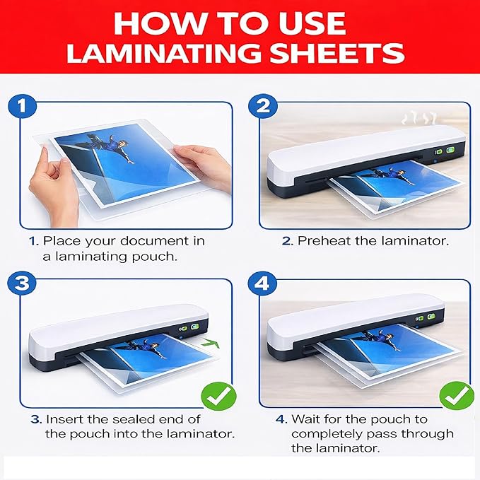 3MIL Thermal Laminating Sheets (200 Count) 9x11.5 inch, Letter Size, Dry-Erase Friendly Laminate Pouches, Compatible with Laminator Machine, Crystal Clear Laminated Finish
