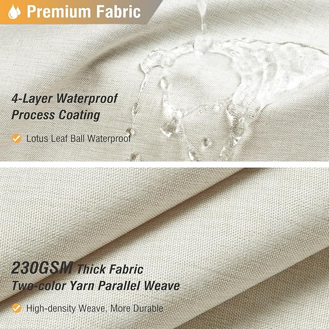 BTTN Extra Wide Shower Curtain - 108x72 Inch Linen Textured Waterproof Fabric Shower Curtain Set with 18 Plastic Hooks, Large Modern Decorative Shower Curtains for Bathroom and Bathtub - Light Cream