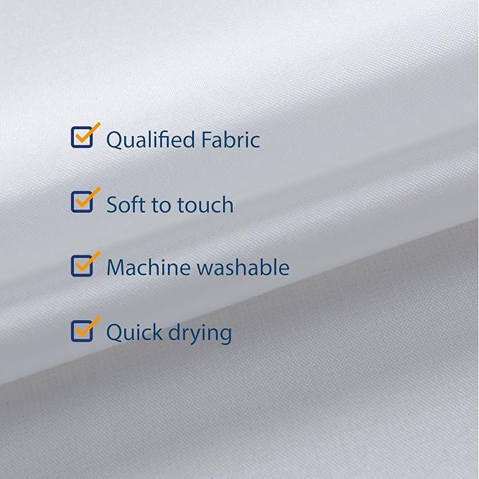 N&Y HOME Short Fabric Shower Curtain Liner 72 x 65 Shorter Length, Hotel Quality, Washable, Water Repellent, White Bathroom Curtains with Grommets, 72x65