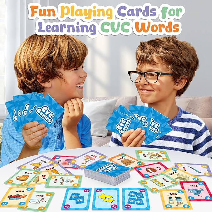 Torlam Phonics Games for Kids, CVC Word Games Learn to Read Spelling Reading Sight Word Flash Cards, Speech Therapy Toys Kindergarten Classroom Must Have Learning Activities Homeschool Supplies