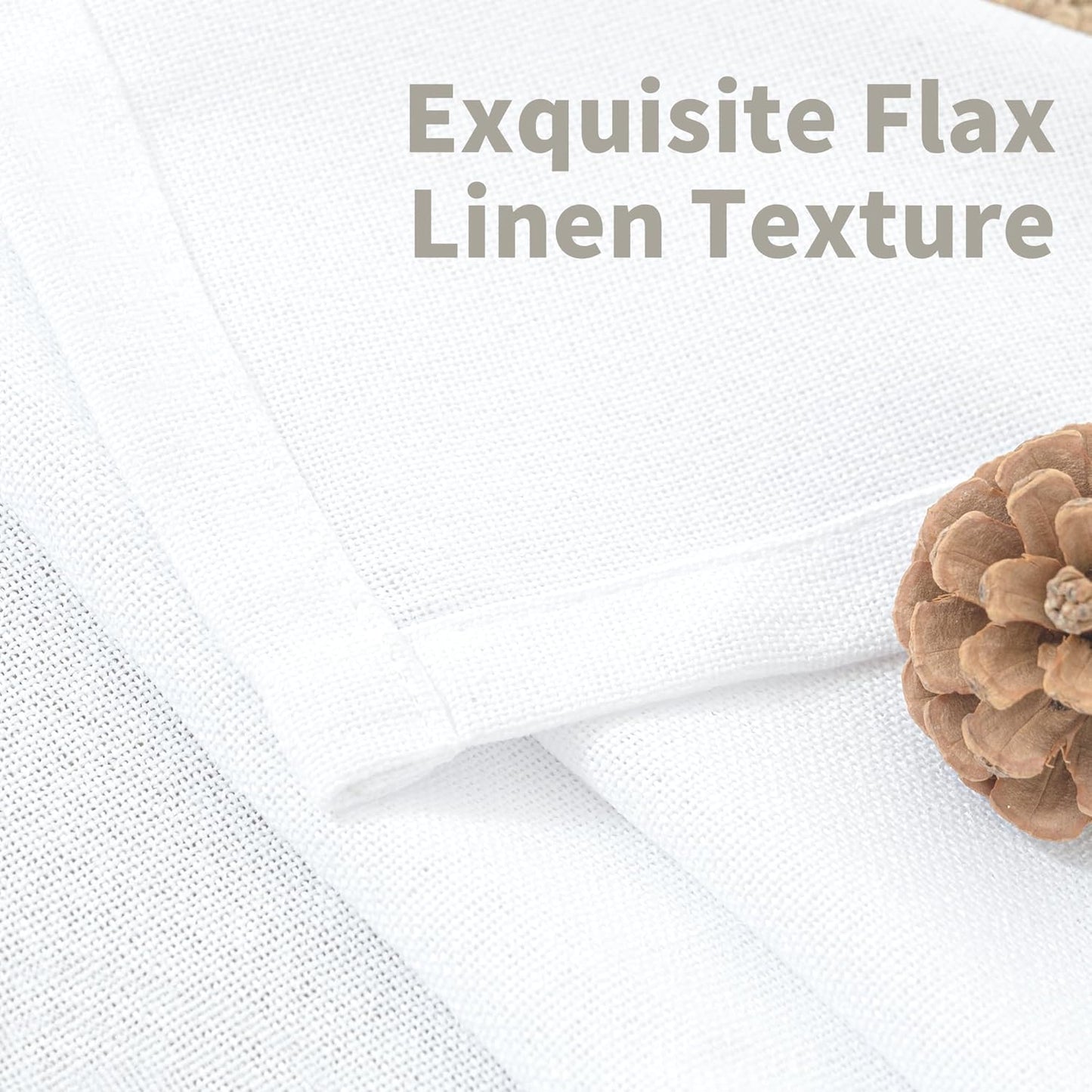 YoungsTex 40 Inch Length White Linen Curtains for Kitchen Window, Rod Pocket Short Semi Sheer Drapes Light Filtering for Bathroom Bedroom Back Tab Small Curtain, 42 X 40 Inch, 2 Panels